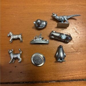 Hasbro Monopoly Game Tokens Set of 8- T-Rex, duck, penguin, boat, hat, car, pet